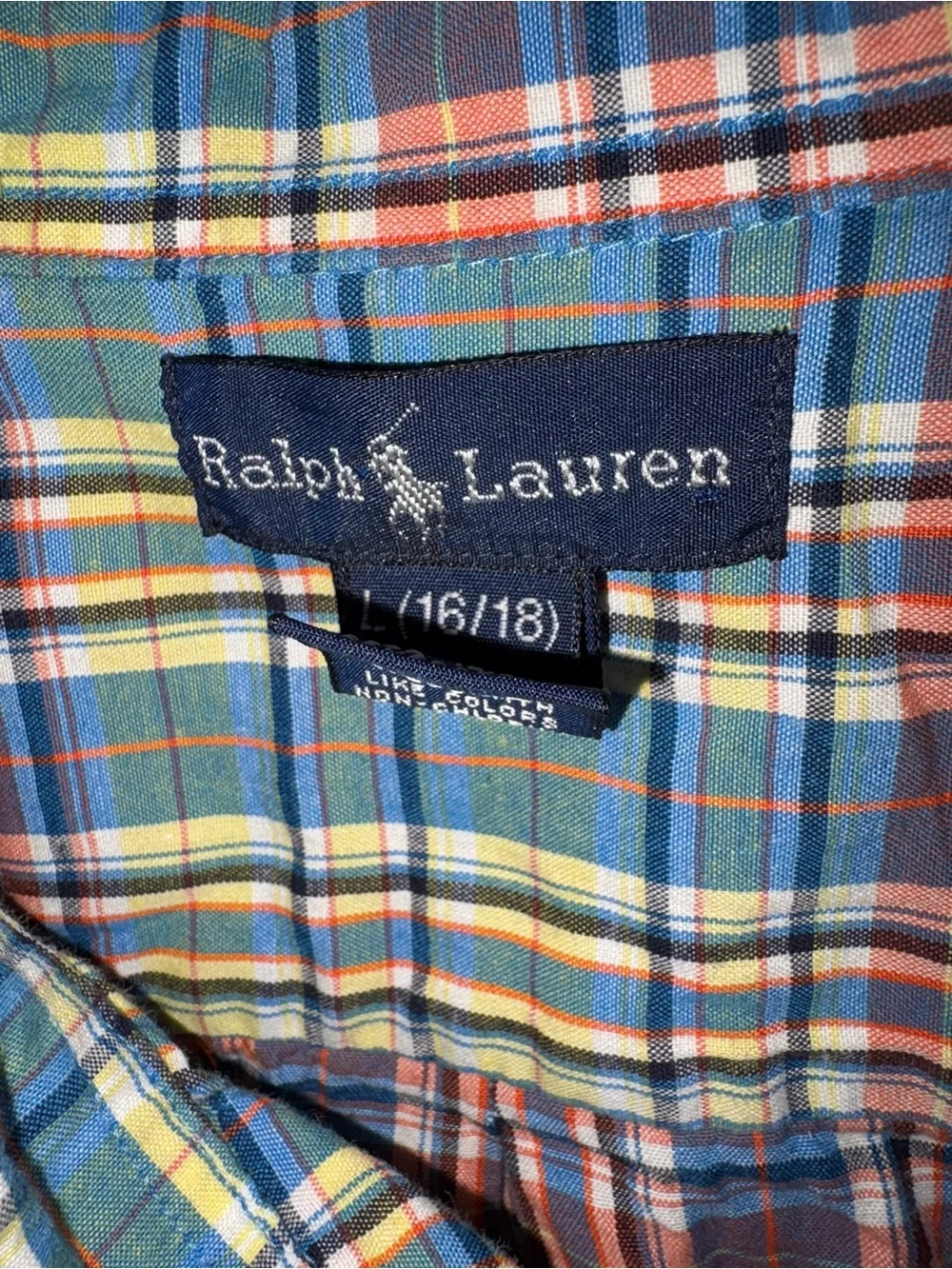 NWOT Ralph Lauren plaid short sleeve button down shirt L 16/18